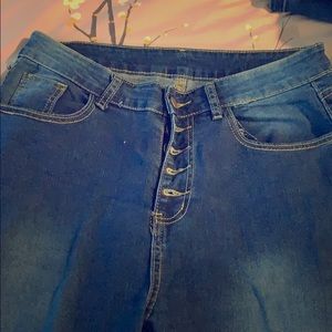 Jeans buttons high waist bell bottoms